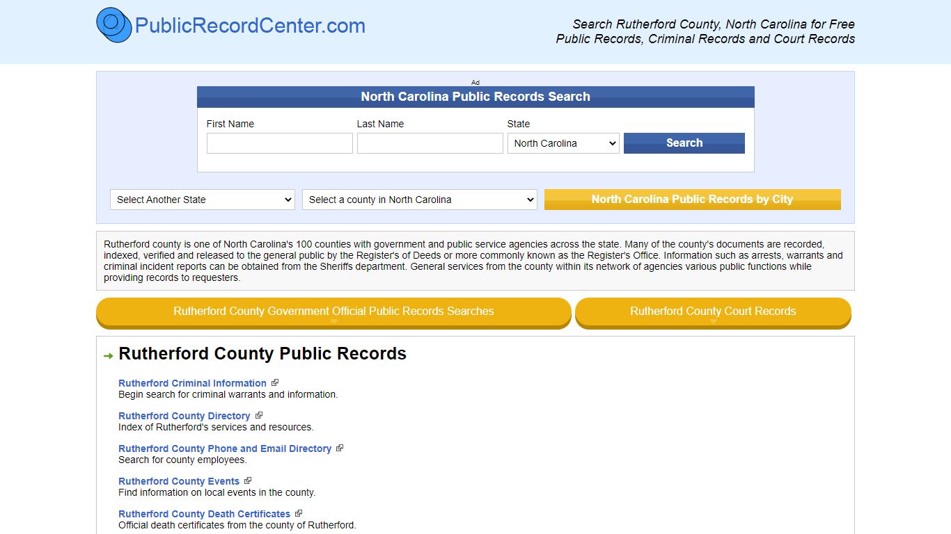 Rutherford County North Carolina Free Public Records ...